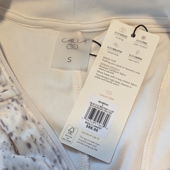 Calia Cold Weather 1/2 Zip Active Running Moon Marks Pristine Top: Small - Picture 10 of 12